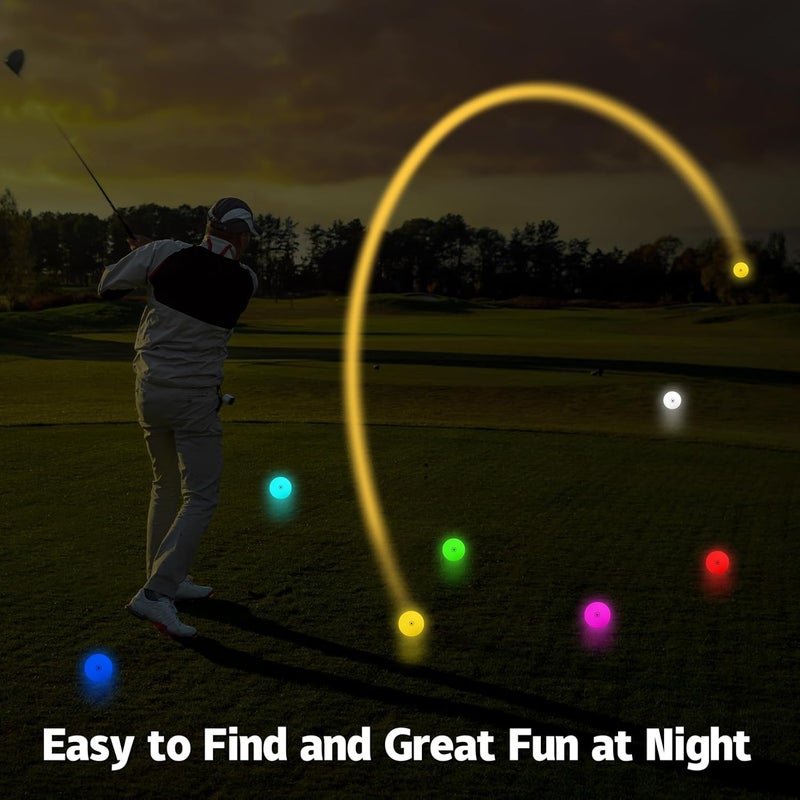 THIODOON Glow in The Dark Golf Balls - 7 Color LED, No Timer, Easy On/Off, 6 Pack - Image 5